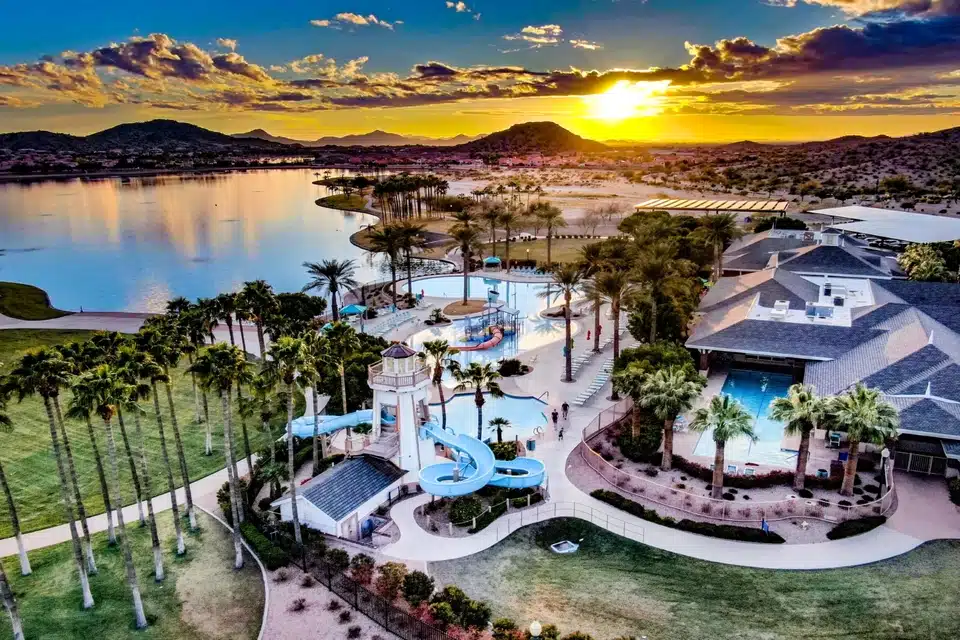 Aerial Sunset View of Estrella Mountain Ranch