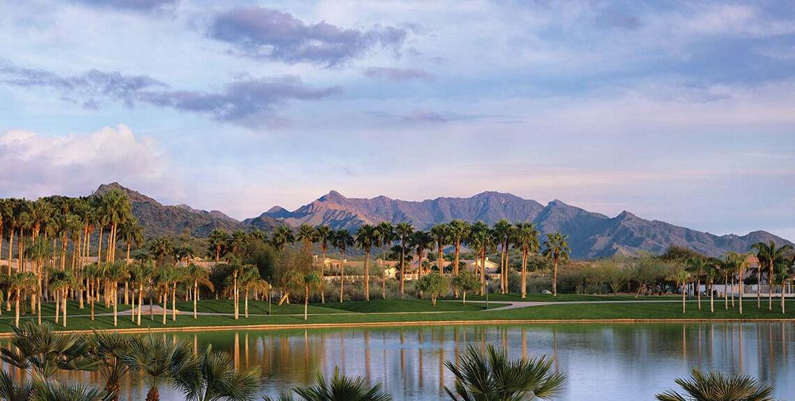 VIEW OF ESTRELLA MOUNTAINS FROM SOUTH LAKE