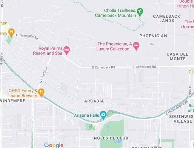 ARCADIA MAP PHOENIX ARIZONA