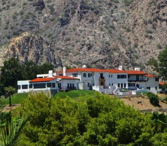 WRIGLEY MANSION WITH MOUNTAIN BACKGROUND